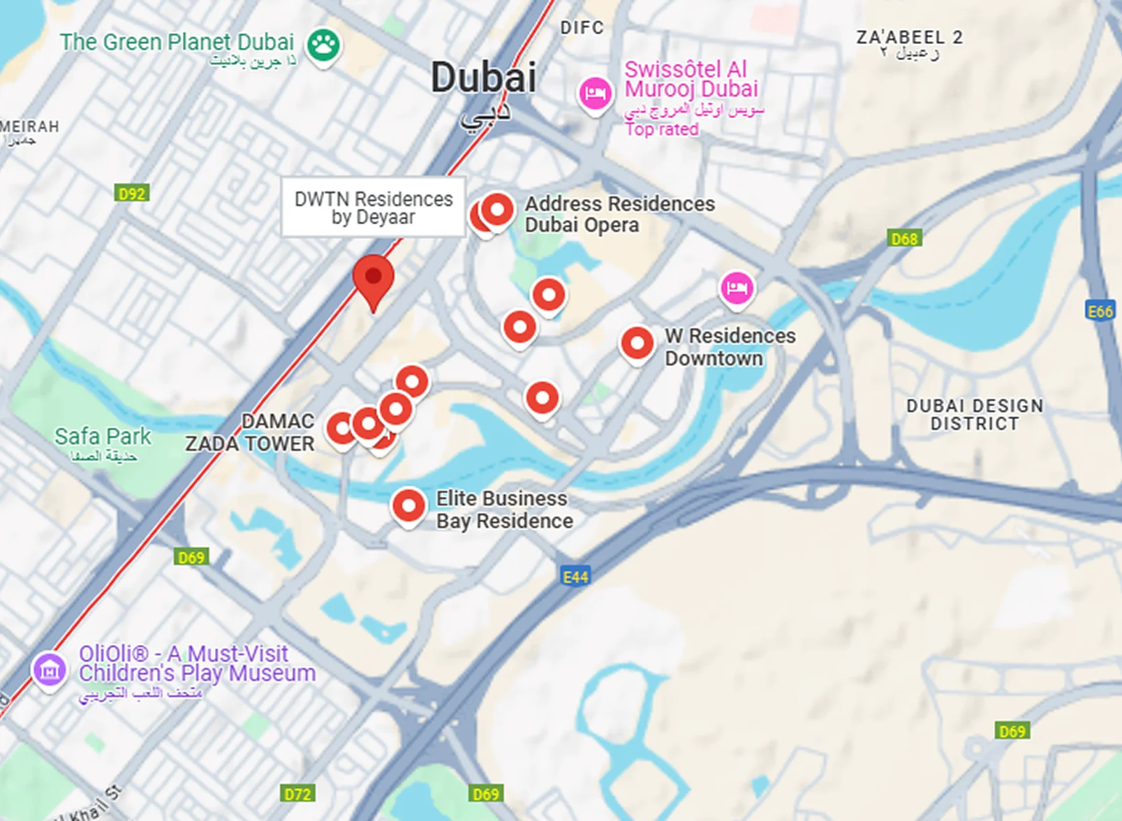 DWTN Residences location map